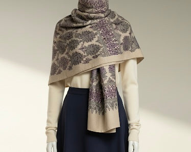 Premium Cashmere Shawl Embellished with Sozni Jamawar Artistry