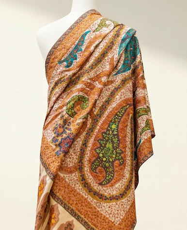 Handcrafted Jamawar Kalamkari Pashmina Luxury Shawl