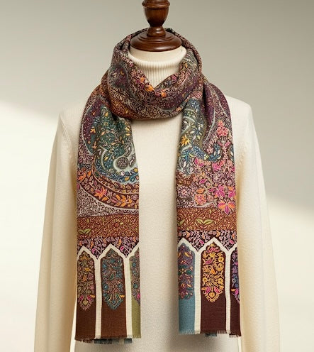 Exquisitely Handwoven Kalamkari Pashmina Shawl