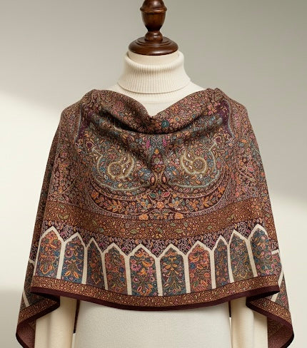 Exquisitely Handwoven Kalamkari Pashmina Shawl
