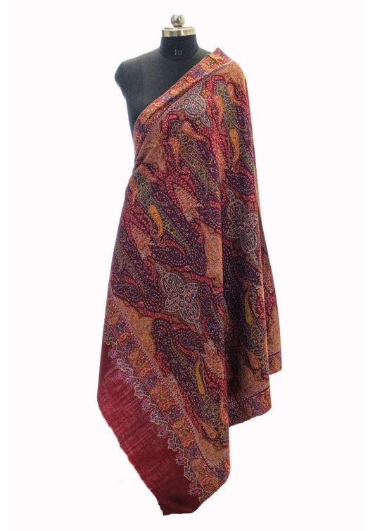 Empress Jamawar Shawl in Deep Maroon